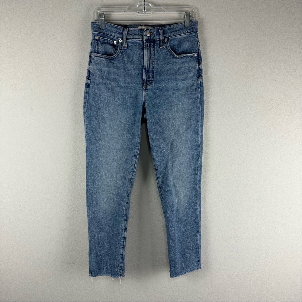 Madewell Medium Wash Blue The Perfect Vintage Raw Hem Slim Tapered Jeans Size 28